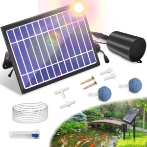 solar pond aerator with air pump, 3 modes(18h/36h/72h) solar aerator for ponds outdoor, 4w & 2200 mah solar powered air pump with bubble regulator for small fish pond, stock tank, aquarium hydroponics