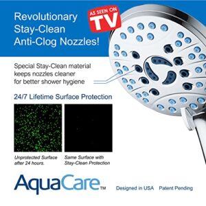 AquaCare Retail Pack High Pressure 8-setting Handheld Shower Head - Built-in Power Wash to Clean Tub, Tile & Pets, Overhead & Wall Brackets, Pure-Clean Nozzles, Extra-long 6 ft. Stainless Steel Hose