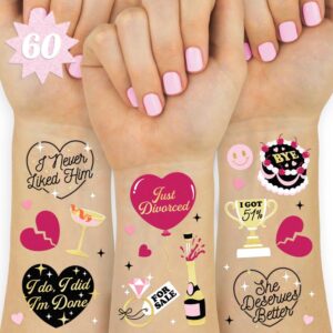xo, fetti divorce party temporary tattoos - 60 foil styles | just divorced party supplies, break up party favors, single ladies party decorations, ex-wife gag gift, newly divorced
