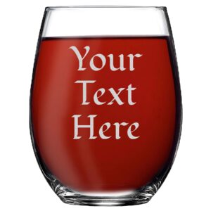 set of 1, 2, 3, 4 personalized 15oz stemless wine glass - engraved with your custom text, customized wedding party glass gifts (1)