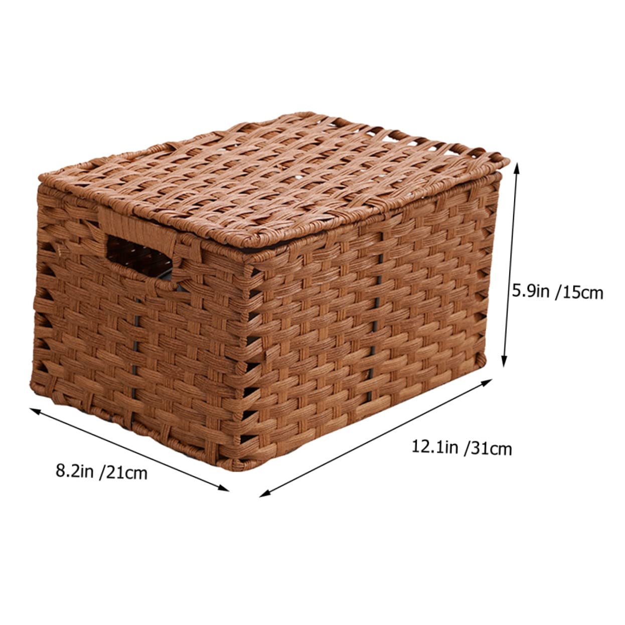 Cabilock Wardrobe Organizer Seagrass Storage Basket Drawer Storage Makeup Organizer File Storage Organizer Small Basket with Lid Wicker Organizing Bins Imitation Rattan Simple Storage Bag