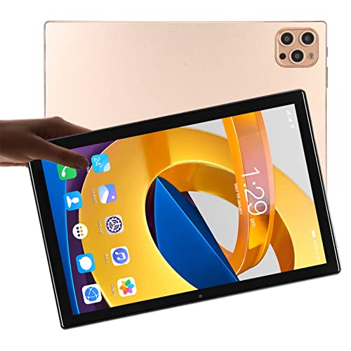 DAUERHAFT HD Tablet PC, 10.1 Inch HD Tablet 8 Core MTK6750 Chip 6GB RAM 64GB ROM Multifunction 8 MP Front Camera US Plug 110-240V for Work for Learning (Gold)