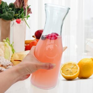 35oz Glass Carafe Pitchers,Accguan Juice Jug for Drinks with Acrylic Lids,Suitable for Wine,Fruit Tea,Drinks,Brunch,Lemonade, Milk, Iced Tea, Juice Cans,Bar Party,Wedding Scene(6pcs)