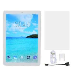 SHYEKYO Tablet Computer, Dual Camera 10.1 Inch Tablet 1920x1200 Resolution Dual SIM Dual Standby US Plug 110-240V Octa Core Processor for Android 8.1 for Reading (Silver)