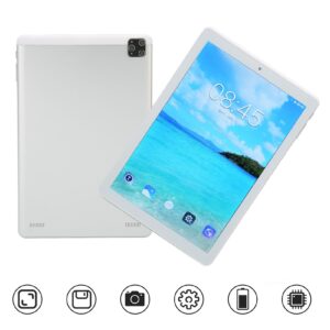 SHYEKYO Tablet Computer, Dual Camera 10.1 Inch Tablet 1920x1200 Resolution Dual SIM Dual Standby US Plug 110-240V Octa Core Processor for Android 8.1 for Reading (Silver)