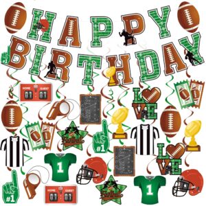 26 pcs football party banners football birthday decorations sports theme hanging swirls happy birthday party ceiling streamers for boys kids birthday sports party supplies
