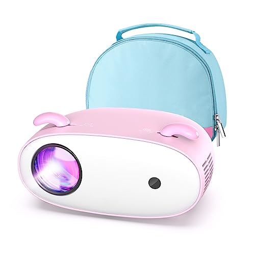 Mini Projector for Kids, Portable Movie Projector w/ 1080P Supported and 300'' Display, LED Phone Projector for Cartoons TV Movie, Party Game, Compatible with HDMI, USB, TV Stick iOS & Android