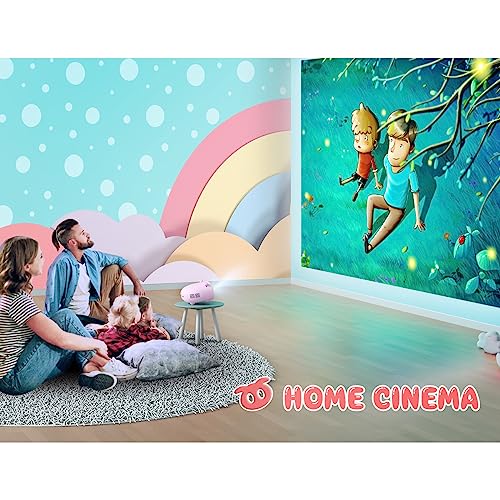 Mini Projector for Kids, Portable Movie Projector w/ 1080P Supported and 300'' Display, LED Phone Projector for Cartoons TV Movie, Party Game, Compatible with HDMI, USB, TV Stick iOS & Android