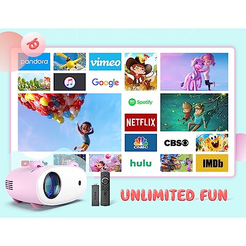 Mini Projector for Kids, Portable Movie Projector w/ 1080P Supported and 300'' Display, LED Phone Projector for Cartoons TV Movie, Party Game, Compatible with HDMI, USB, TV Stick iOS & Android