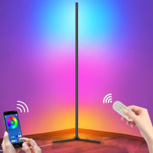 lemonnova corner floor lamp, 65" rgb led floor lamp with 16 million colors, diy modes, music sync&timing, modern standing lamp with app and remote control, suitable for bedroom and gaming room