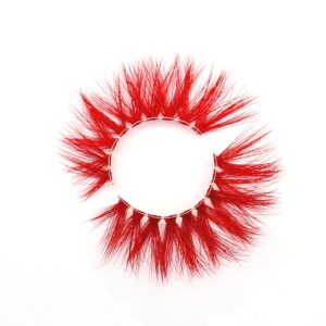 misslady colored lashes 18mm 3d real mink red lashes strips red eyelashes (m3d-302, 18mm, 1 pair)