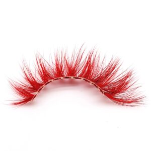 MISSLADY Colored Lashes 18mm 3D Real Mink Red Lashes Strips Red Eyelashes (M3D-302, 18mm, 1 Pair)