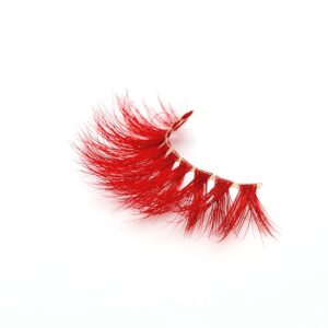 MISSLADY Colored Lashes 18mm 3D Real Mink Red Lashes Strips Red Eyelashes (M3D-302, 18mm, 1 Pair)