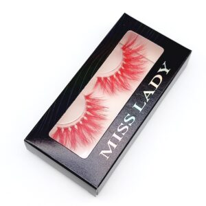 MISSLADY Colored Lashes 18mm 3D Real Mink Red Lashes Strips Red Eyelashes (M3D-302, 18mm, 1 Pair)