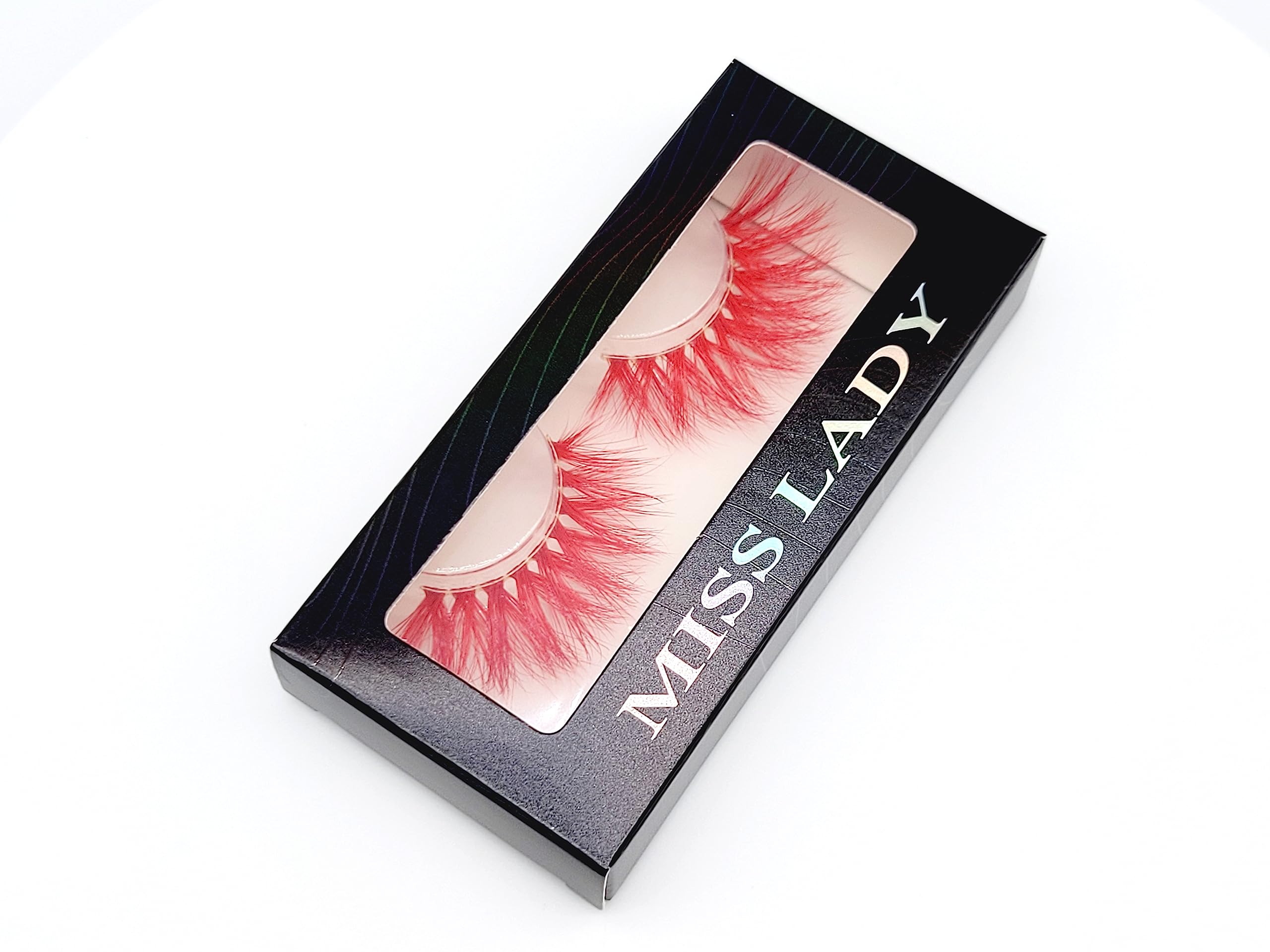 MISSLADY Colored Lashes 18mm 3D Real Mink Red Lashes Strips Red Eyelashes (M3D-302, 18mm, 1 Pair)
