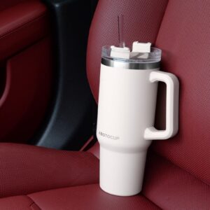 ABOTOCUP 40 oz Tumbler with Handle and Straw, Insulated Tumbler Water Bottle with 2-in-1 Straw and Sip Lid, Travel Coffee Mug Fits in Car Cup Holder, 1 Leak Proof Lid, Keep Cold 24h & Hot 12h