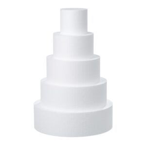 crafare 5 tiers round foam cake dummies set 20 inch tall white fake cake dummy set 4“ 6” 8“ 10” 12“ for wedding supplies baby shower birthday decorating display