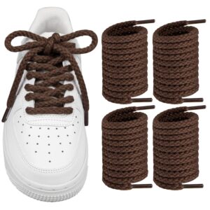 endoto 2 pairs round rope shoe laces thick cotton shoelaces strings for air force 1, air jordan,dunk chunky twisted shoelaces sneaker shoes(color:brown,size:7mm-50inch)