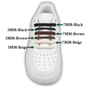 Endoto 2 Pairs Round Rope Shoe Laces Thick Cotton Shoelaces Strings for Air Force 1, Air Jordan,Dunk Chunky Twisted Shoelaces Sneaker Shoes(Color:Brown,Size:7MM-50Inch)