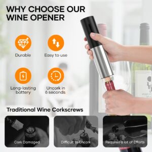 Electric Wine Bottle Opener Rechargeable, Assark Cordless Automotic Electric Corkscrew Wine Opener with Foil Cutter,Wine Pourer and Vacumm,One-click Button Reusable Wine Opener, For Festival Party