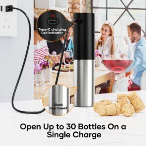 Electric Wine Bottle Opener Rechargeable, Assark Cordless Automotic Electric Corkscrew Wine Opener with Foil Cutter,Wine Pourer and Vacumm,One-click Button Reusable Wine Opener, For Festival Party