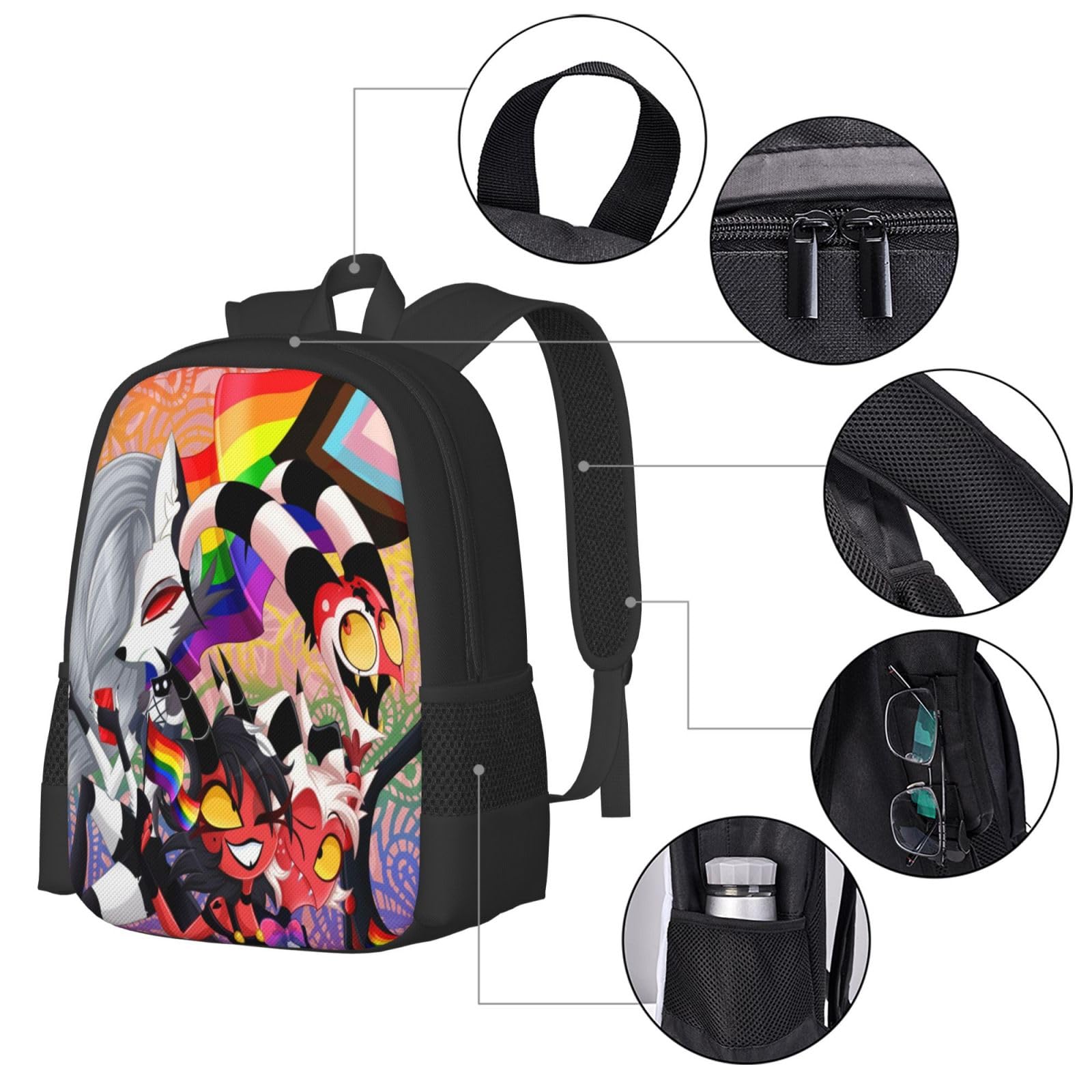 DHOUTSL Backpacks Helluva Anime Boss Laptop Backpack Unisex Multipurpose Double Shoulder Bag for Camping Travle Work Hiking Gifts