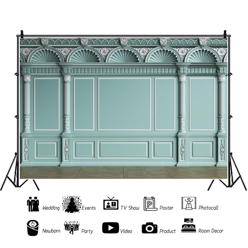 Baocicco 15x10ft Ancient Palace Backdrops for Party Celandine Green Wall Background Royal Palace Pillars Columns Photography Backdrop Wedding Birthday Baby Shower Decorations Kids Graduate Photo