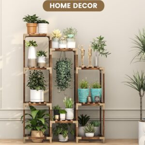 HOMKIRT Plant Stand for Indoor Outdoor, 10 Tier Tall Plant Shelf Large Plant Rack Table Holder Flower Stand for Multiple Pots for Patio Porch Living Room Balcony Corner Garden Office Boho Decor