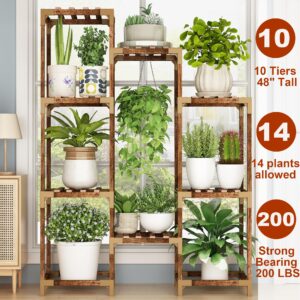 HOMKIRT Plant Stand for Indoor Outdoor, 10 Tier Tall Plant Shelf Large Plant Rack Table Holder Flower Stand for Multiple Pots for Patio Porch Living Room Balcony Corner Garden Office Boho Decor