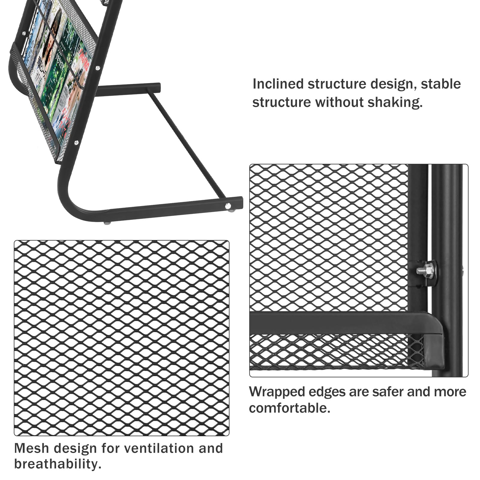 XIDIHF Floor-Standing Magazine Rack 5 Layer with Wheels Brochure Display Stand Large Newspaper Stand for Trade Show Exhibitions Office (Long 18.7 IN)