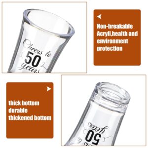 Sliner 48 Pack Birthday Shot Glasses Bulk Unbreakable 1.4oz Cheers to 30/40/50/60/70/80 Years Shot Glass Thick Base Mini Clear Plastic Shot Glass Anniversary Favors for Guests Birthday (for 50 Years)