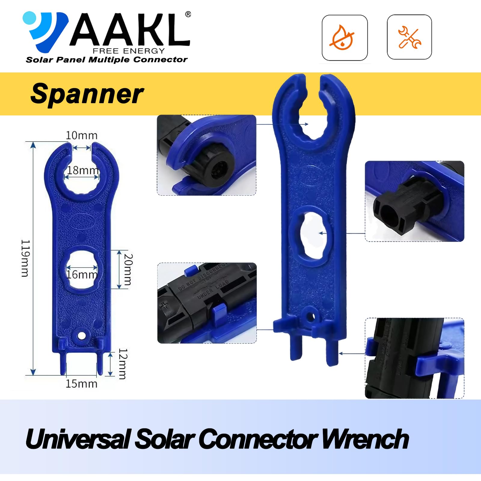 AAKL 20Pairs Solar Panel Connector IP67 Waterproof Solar Power Cable Connectors 1000V 30A 10AWG/12AWG Male/Female Plug with 2PCS Spanners (20 Pairs)