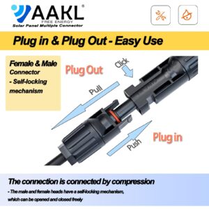 AAKL 20Pairs Solar Panel Connector IP67 Waterproof Solar Power Cable Connectors 1000V 30A 10AWG/12AWG Male/Female Plug with 2PCS Spanners (20 Pairs)