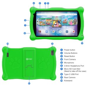 Contixo Kids Tablet V10, 7-inch HD, Ages 3-7, Toddler Tablet with Camera, Parental Control, 32GB,WiFi, Learning Tablet for Children with Teacher's Approved Apps, Kid-Proof Case & Stylus, Green