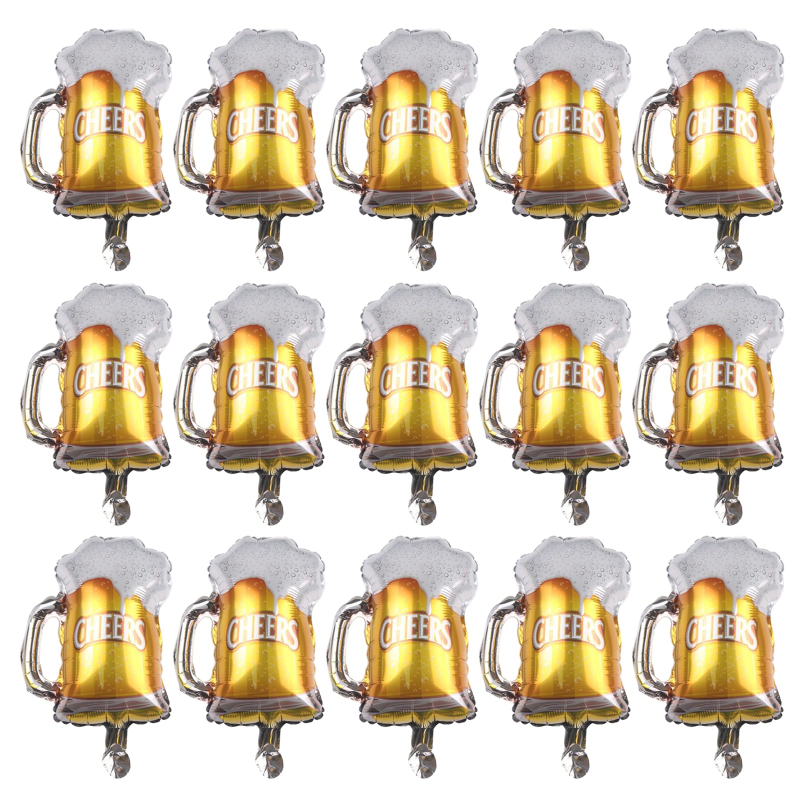 15 Pcs Beer Mug Cheers Foil Balloons Gold 16 Inch Mylar Balloon Birthday Beer Festival Beer Theme Party Decoration Supplies