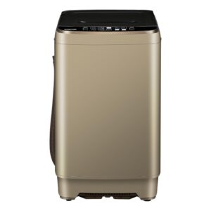 iorbur 15.6lbs full-automatic washing machine, portable compact laundry washer with drain pump, 10 programs 8 water levels with led display for rv, camping, apartment, dorm, dark-gold