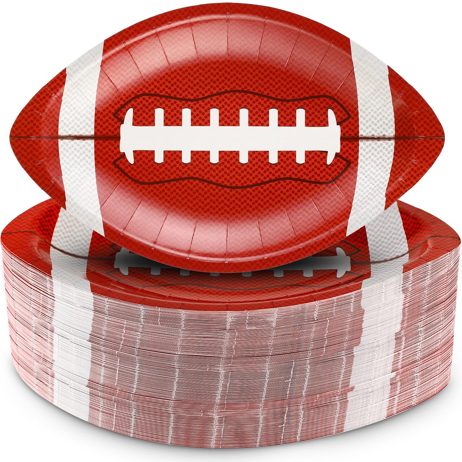 Zubebe 200 Pcs Football Paper Plates Disposable Football Party Supplies Snack Sports Plates Football Birthday Party Favors Disposable Football Serving Trays for Game Day Sports Event Tailgate Party