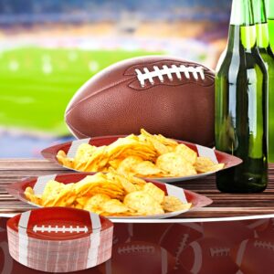 Zubebe 200 Pcs Football Paper Plates Disposable Football Party Supplies Snack Sports Plates Football Birthday Party Favors Disposable Football Serving Trays for Game Day Sports Event Tailgate Party