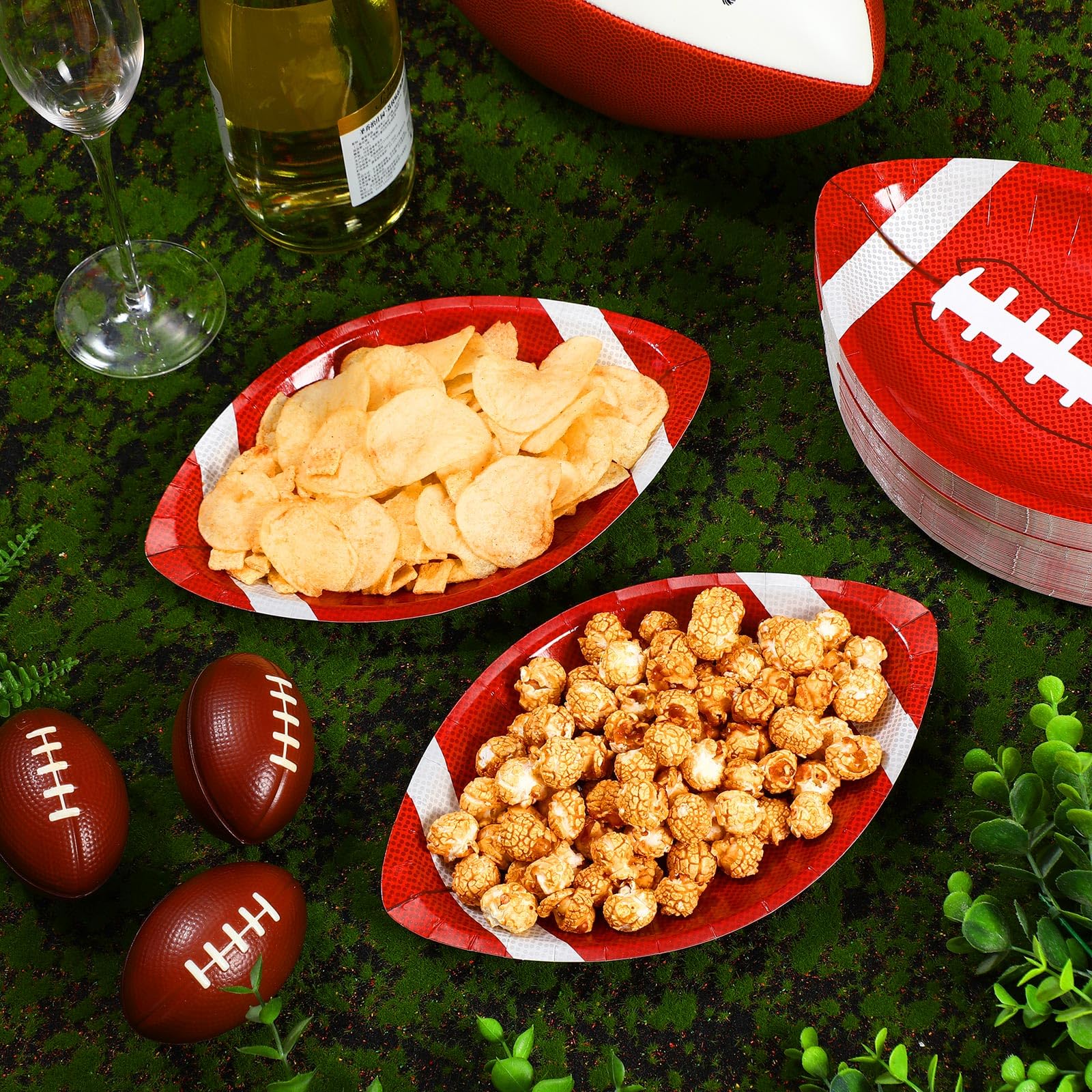 Zubebe 200 Pcs Football Paper Plates Disposable Football Party Supplies Snack Sports Plates Football Birthday Party Favors Disposable Football Serving Trays for Game Day Sports Event Tailgate Party