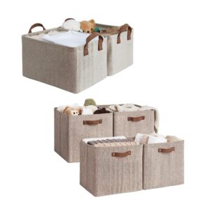 storageworks storage baskets for shelves and fabric storage box with pu handles
