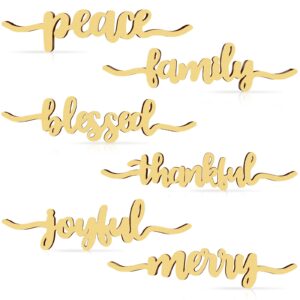 12 pieces christmas thankful blessed merry joyful peace family wood cutout rustic thankful plate letter sign decor inspirational letter wood sign for home table plates table