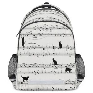 yocosy cute black cat animal music note backpack school bookbag laptop purse casual daypack for teen girls women boys men college travel