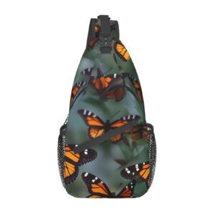 monarch butterflies print sling backpack man woman multipurpose chest bag travel daypack cross body bag