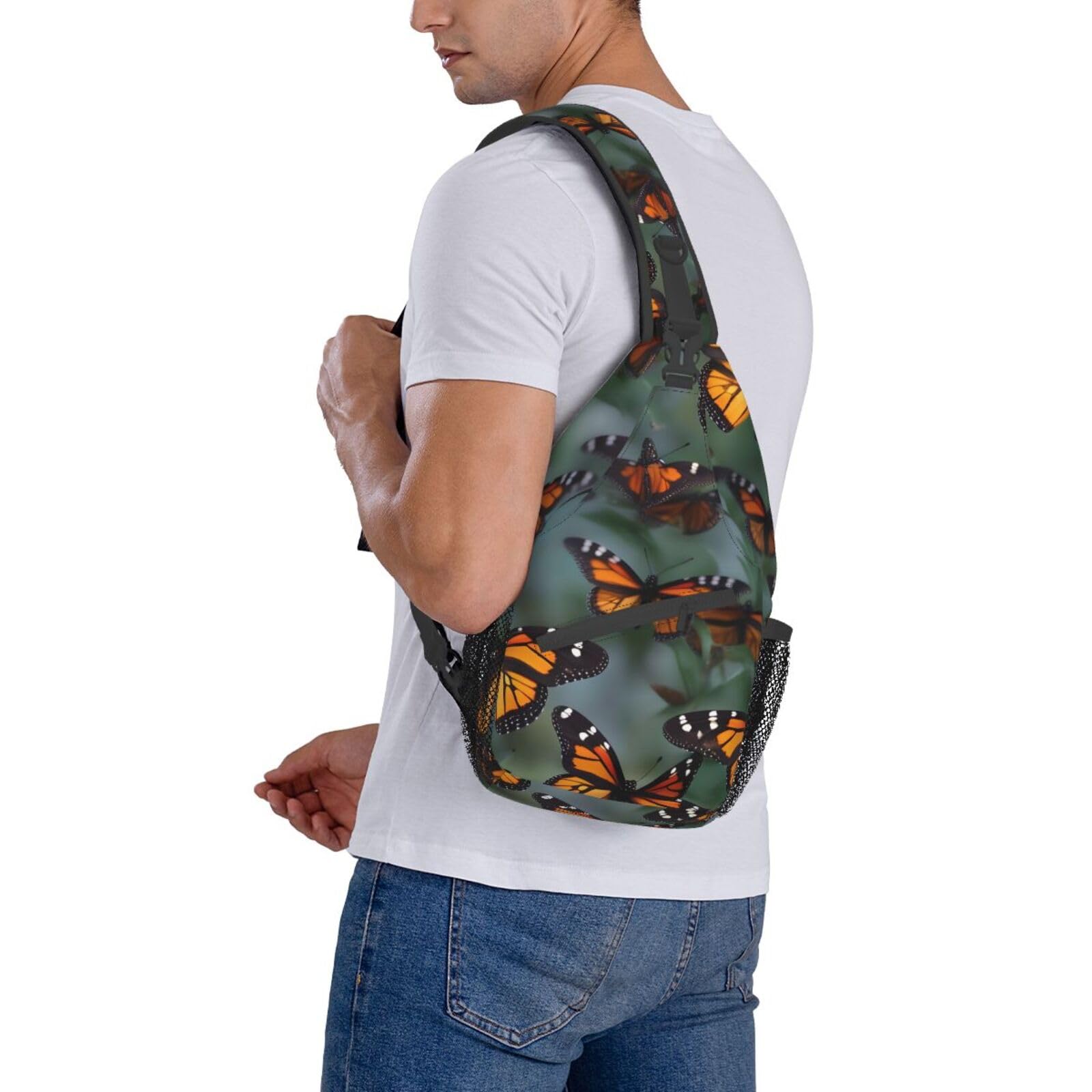 Monarch butterflies print Sling Backpack Man Woman Multipurpose Chest Bag Travel Daypack Cross Body Bag