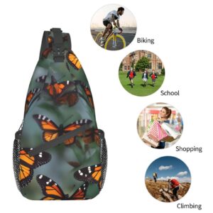 Monarch butterflies print Sling Backpack Man Woman Multipurpose Chest Bag Travel Daypack Cross Body Bag