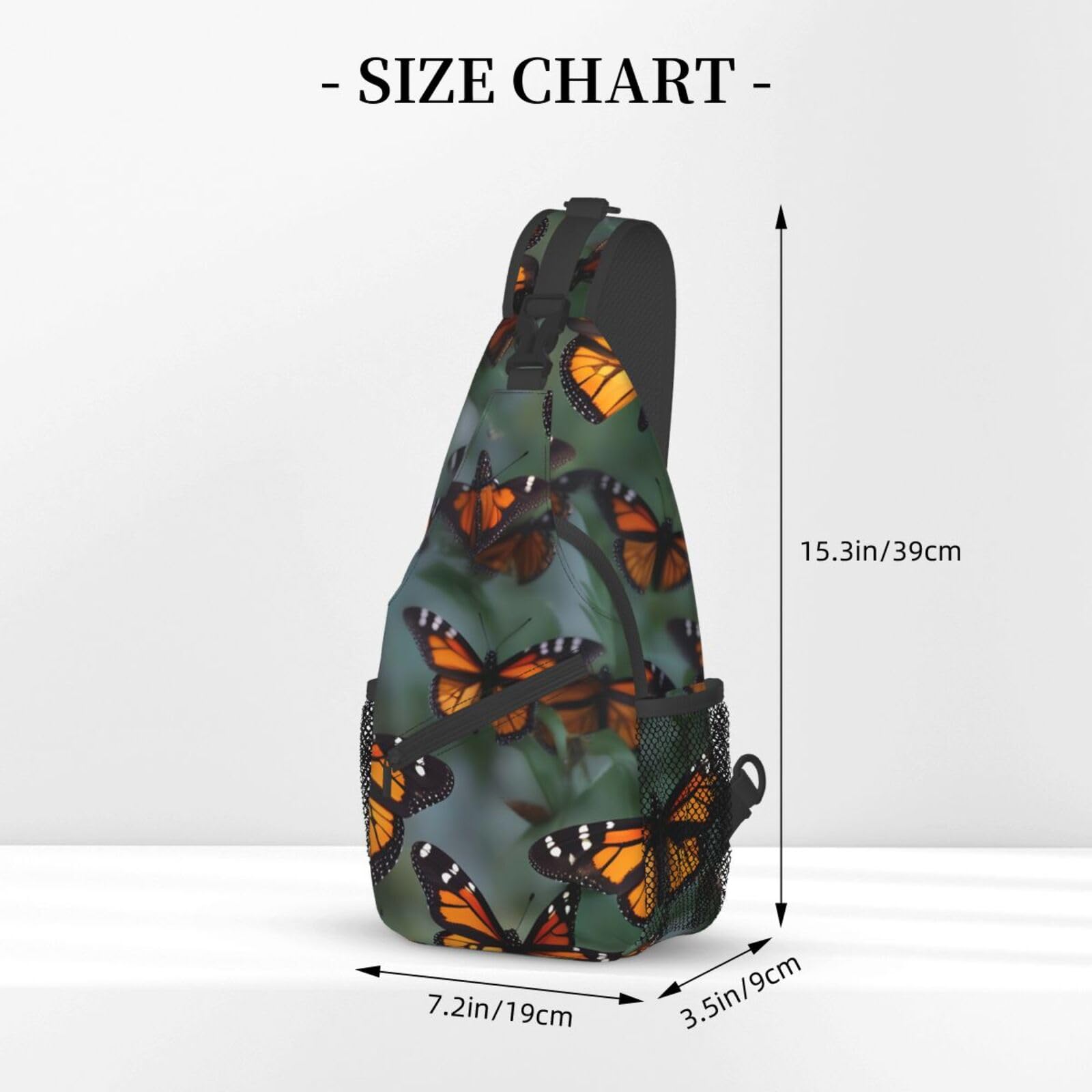 Monarch butterflies print Sling Backpack Man Woman Multipurpose Chest Bag Travel Daypack Cross Body Bag