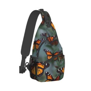 Monarch butterflies print Sling Backpack Man Woman Multipurpose Chest Bag Travel Daypack Cross Body Bag