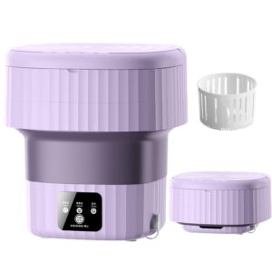 foldable washing machine, mini washing machine,9l small washer with drain basket,portable washing machine for small clothes,suitable for underwear,apartment,dorm,camping,travel (purple -9l)