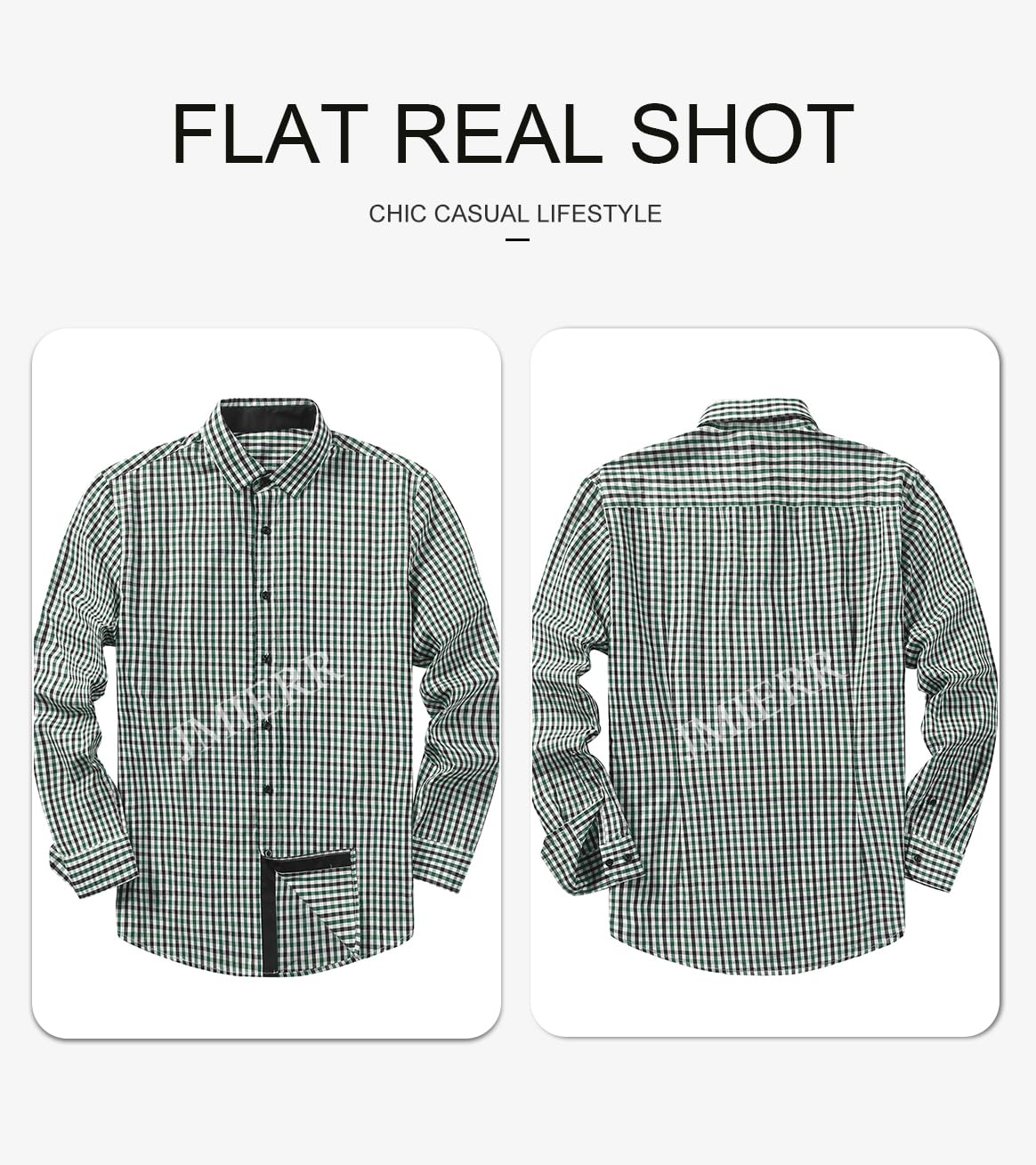 JMIERR Mens Button Up Shirts Long Sleeve Dress Shirts Plaid Slim Fit Fasion Casual Clothing, US 49(2XL), A Green