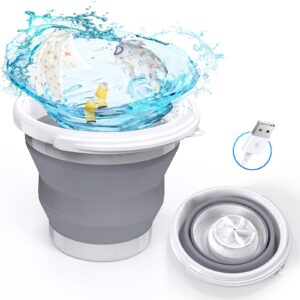 portable washing machine, compct mini washer for camping with 5l foldable laundry tub, ultrasonic turbine washer for rv travel camping apartment baby clothes underwear socks towels
